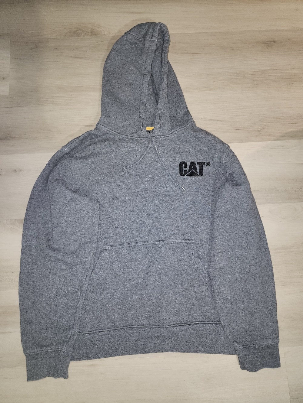 Caterpillar Heather Gray Hooded Sweatshirt with Black CAT Logo
